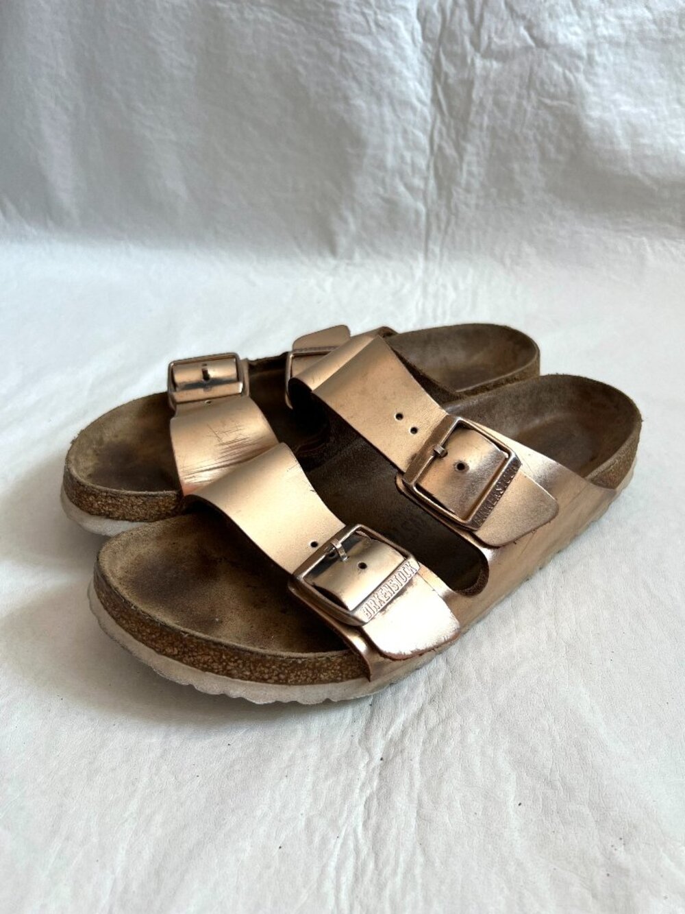 Birkenstock sandals Arizona rose gold leather EU 38 womens 7 7.5 narrow slides
